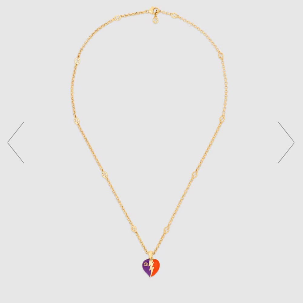 Gucci Interlocking G Heart Lightning Charm Neckla… - image 4